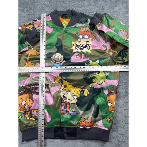 Nickelodeon Rugrats Jacket‎ Mens Large Camo Cartoon Bomber Quilted 90s Style New